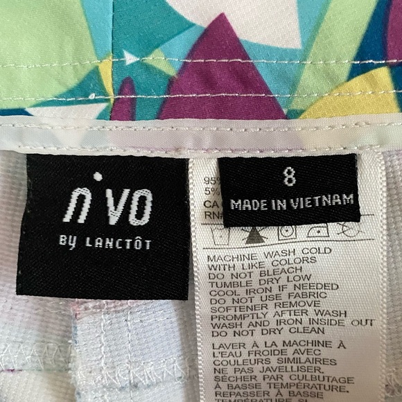 NVO Sport Golf Long Shorts. Multicolor Geometric Pattern Peddle Pusher. Size 8. - Picture 11 of 15